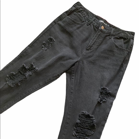 Black Distressed Mom Jeans - Picture 3 of 9